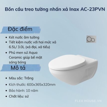Bồn cầu treo tường nhấn xả Inax AC-23PVN