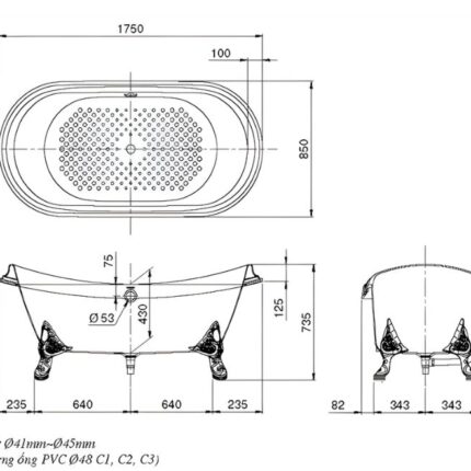 Bồn tắm chân mạ vàng cao cấp TOTO FBY1756PTGE