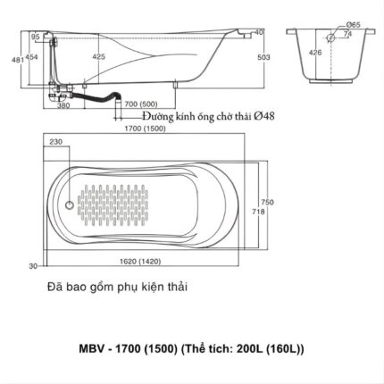 Bồn tắm đặt sàn galaxy INAX MBV-1700