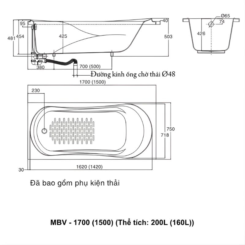 Bồn tắm đặt sàn galaxy INAX MBV-1700 3 Bồn tắm đặt sàn galaxy INAX MBV-1700