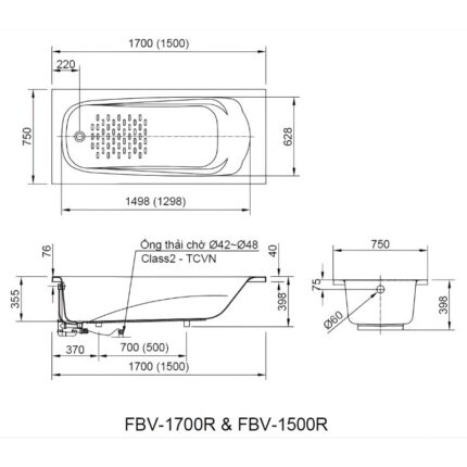 Bồn tắm đặt sàn ocean INAX FBV-1700R