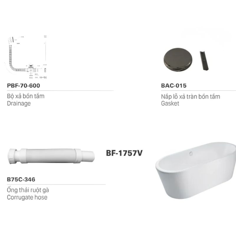 Bồn tắm để sàn Acrylic hiện đại Inax