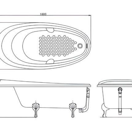 Bồn tắm ngọc trai chân mạ vàng TOTO PPY1610HIPTV14E