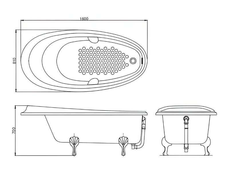 Bồn tắm ngọc trai chân mạ bạc TOTO PPY1610HIPTE.S 1 Bồn tắm ngọc trai chân mạ vàng TOTO PPY1610HIPTV14E