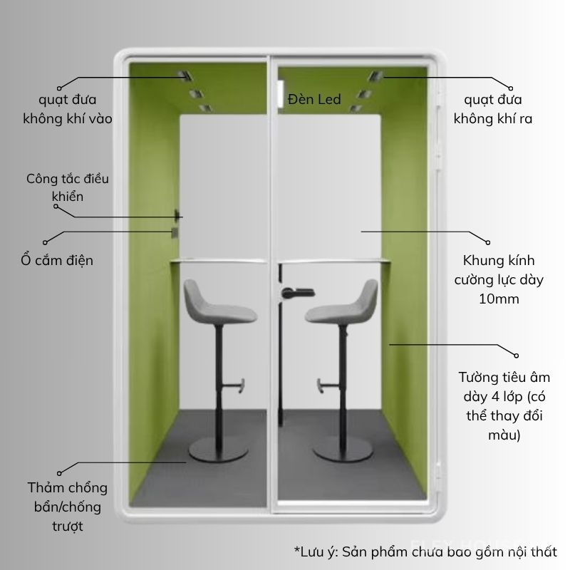 Cabin cách âm di động cho văn phòng ZB-02 M (