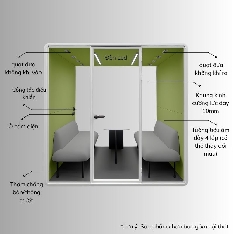 Cabin cách âm di động cho văn phòng trường học ZB-04 L 1 Cabin cách âm di động cho văn phòng trường học ZB-04 L