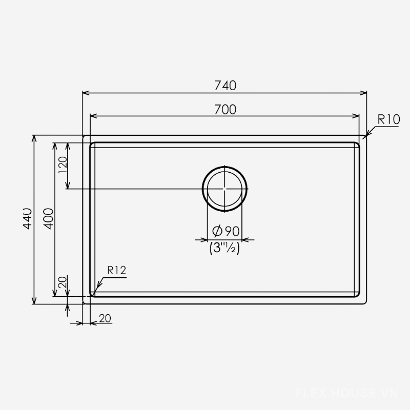 Chậu rửa bát 1 hố lắp âm MAKI ST-R-SL7400 (3) Chậu rửa bát 1 hố lắp âm MAKI ST-R-SL7400 2