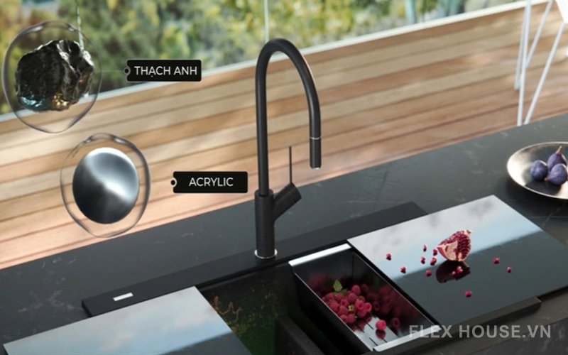 Chậu rửa bát 2 hố lắp âm MAKI ST-R-SL7420