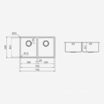 Chậu rửa bát 2 hố lắp âm MAKI ST-R-SL7420