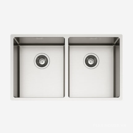 Chậu rửa bát 2 hố lắp âm MAKI ST-R-SL7420