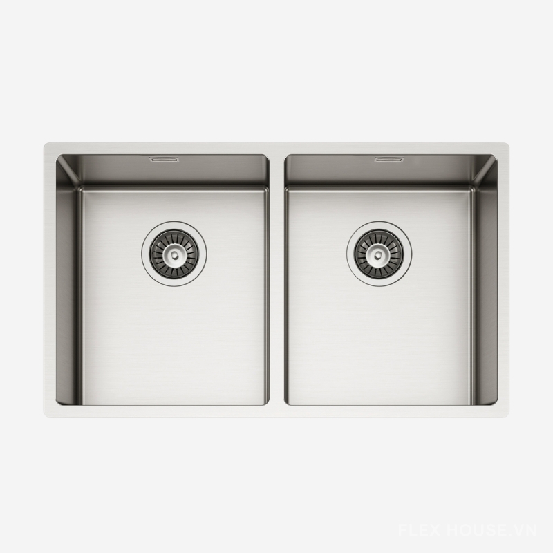 Chậu rửa bát 2 hố lắp âm MAKI ST-R-SL7420