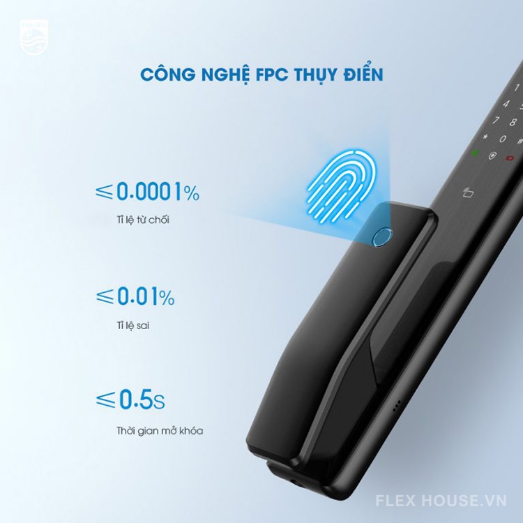 Khóa cửa điện tử vân tay kết nối Bluetooth Philips Alpha 17