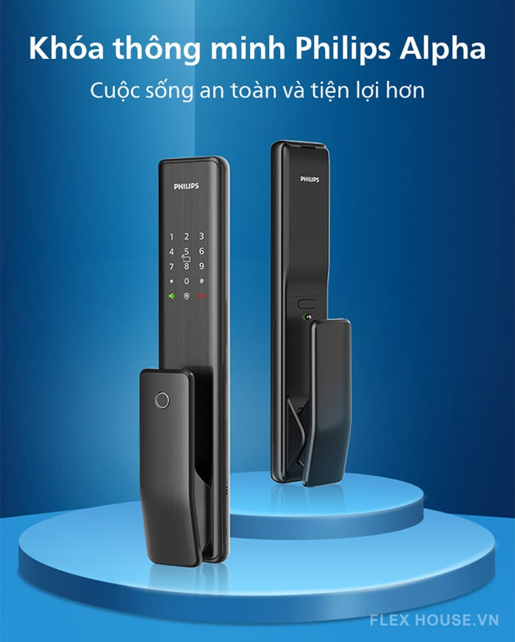 Khóa cửa điện tử vân tay kết nối Bluetooth Philips Alpha 7