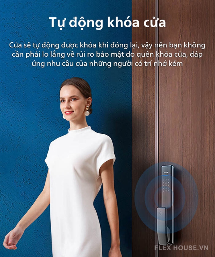 Khóa cửa điện tử vân tay kết nối Bluetooth Philips Alpha 19