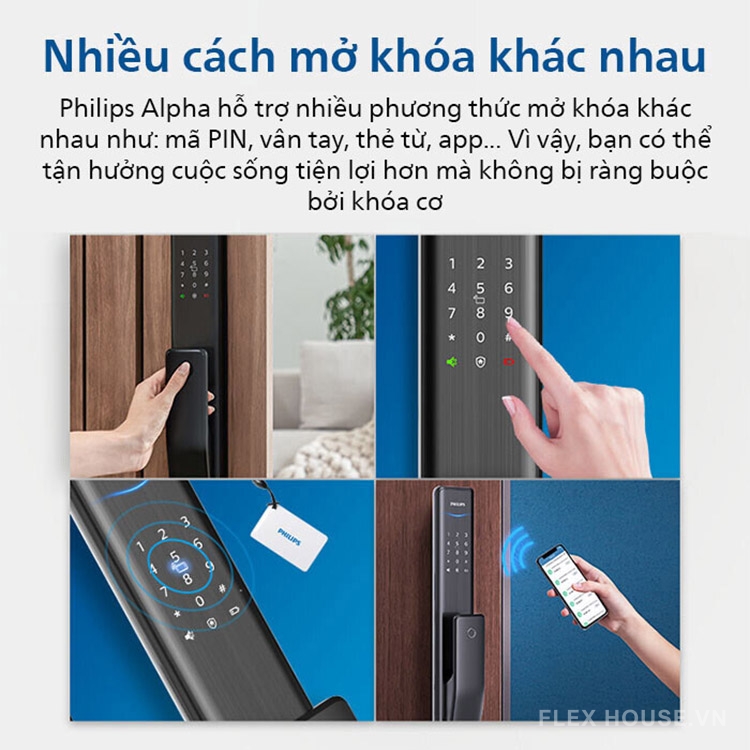 Khóa cửa điện tử vân tay kết nối Bluetooth Philips Alpha 15