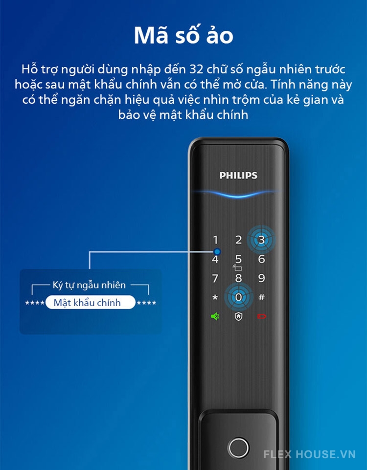 Khóa cửa điện tử vân tay kết nối Bluetooth Philips Alpha 21