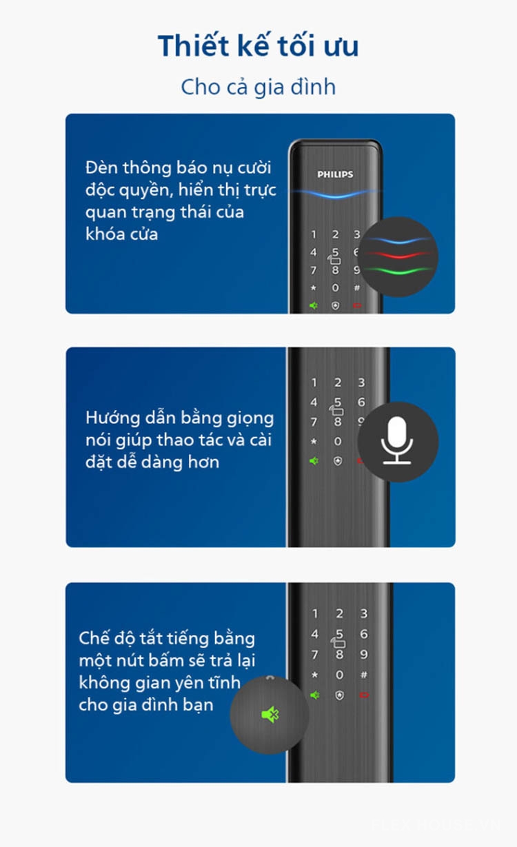 Khóa cửa điện tử vân tay kết nối Bluetooth Philips Alpha 22