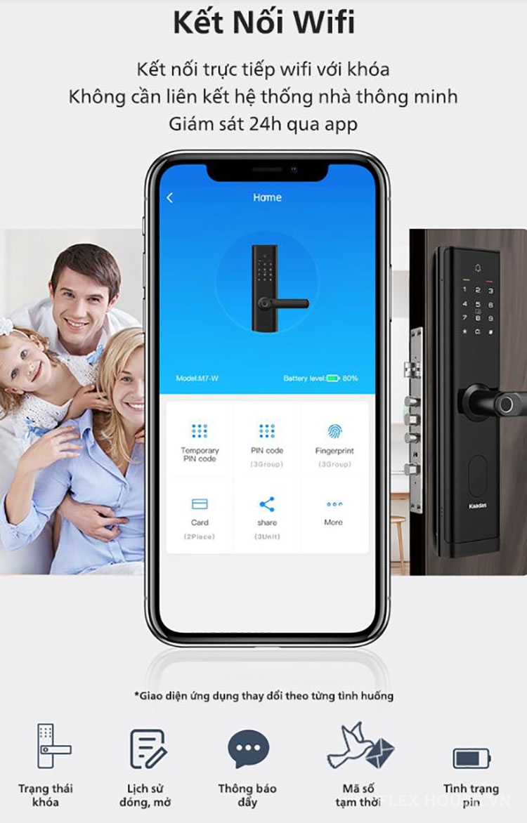 Khóa cửa thông minh Wifi kết nối app Kaadas M7-W 11 Khóa cửa thông minh Wifi kết nối app Kaadas M7-W 14