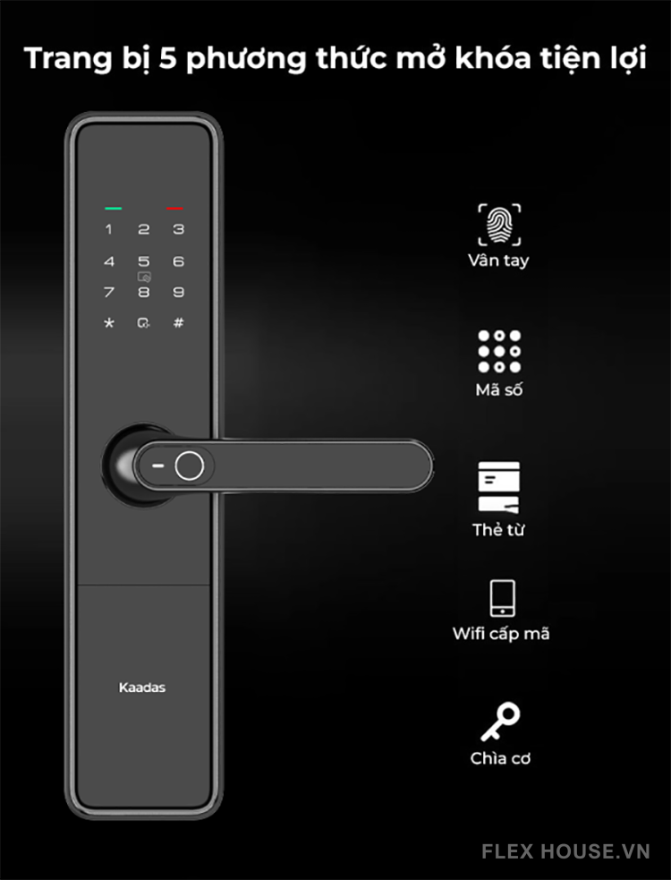 Khóa cửa thông minh tay gạt kết nối App Kaadas S500-W 18