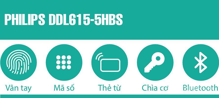 Khóa cửa vân tay kết nối Bluetooth Philips DDL615-5HBS 6