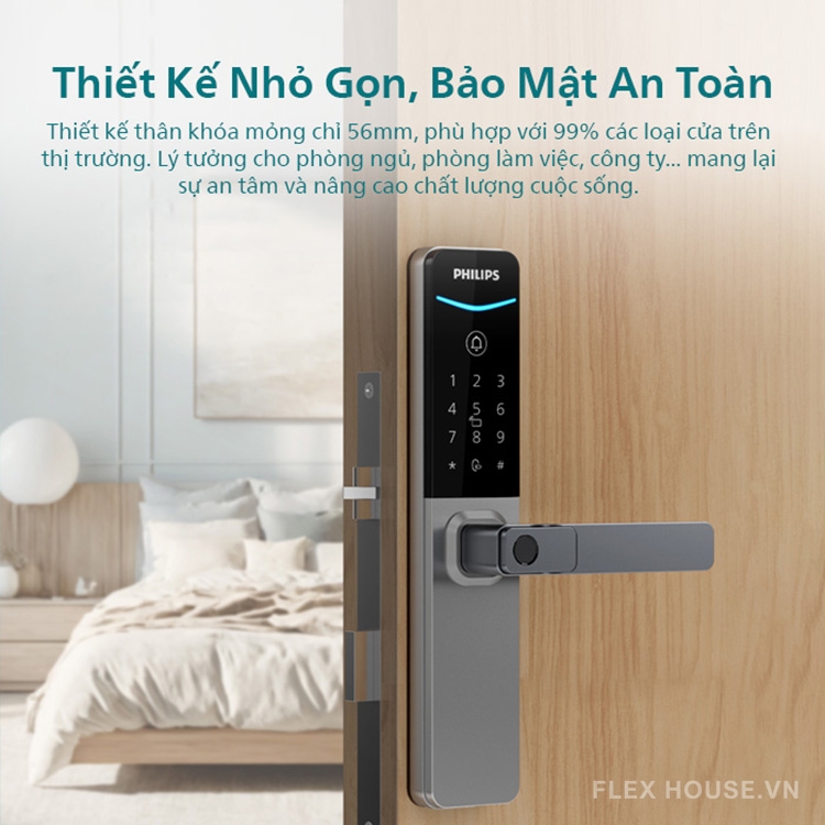 Khóa cửa vân tay kết nối Bluetooth Philips DDL615-5HBS 12