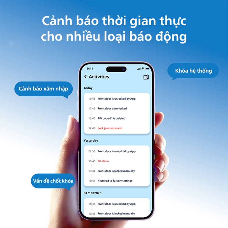 Khóa cửa vân tay kết nối Wi-Fi Philips DDL801-5HBS 13