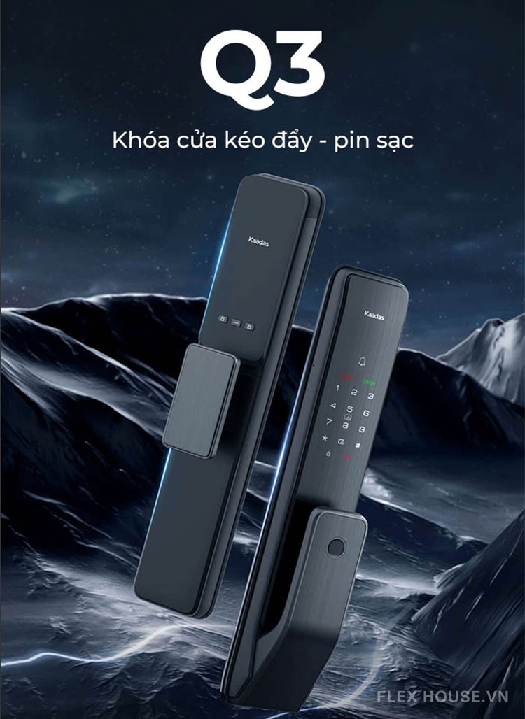 Khóa điện tử kéo đẩy có chuông cửa Kaadas Q3 5