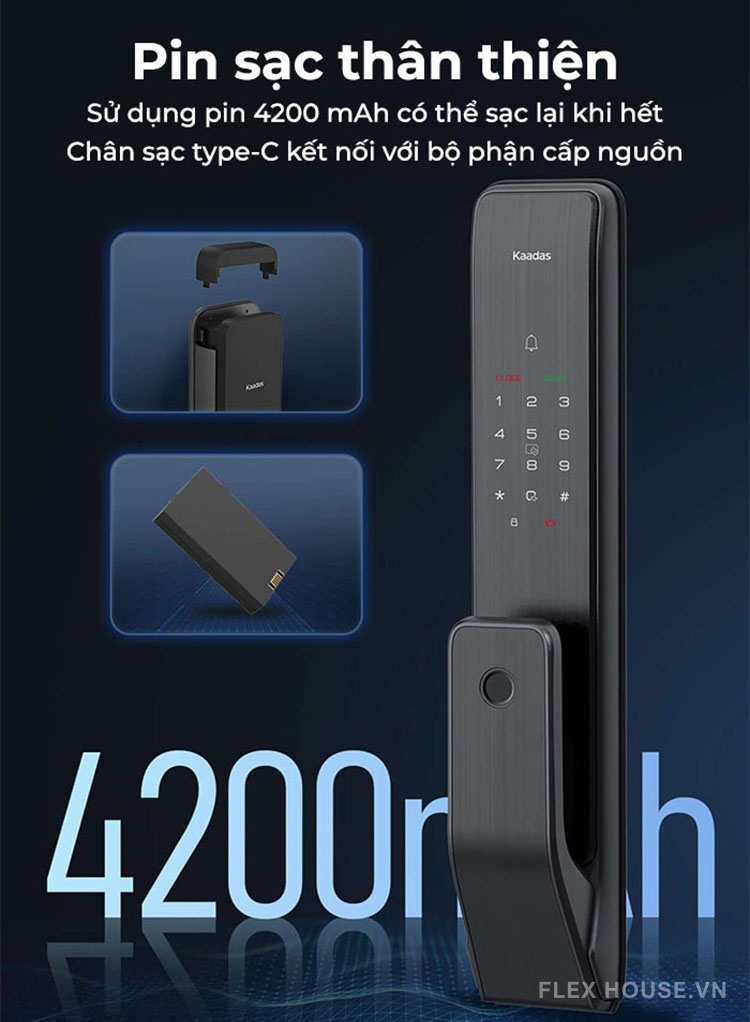Khóa điện tử kéo đẩy có chuông cửa Kaadas Q3 14