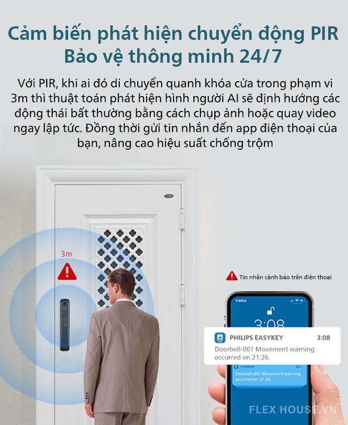 Khóa thông minh chuông hình kết nối Wifi Philips DDL702-1HWS 12