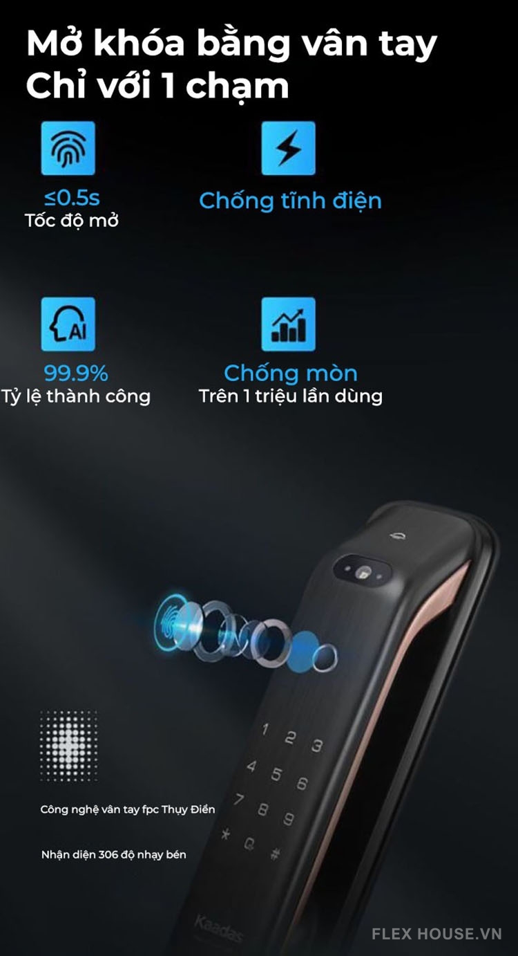 Khóa thông minh nhận diện khuôn mặt Kaadas K20-F 13