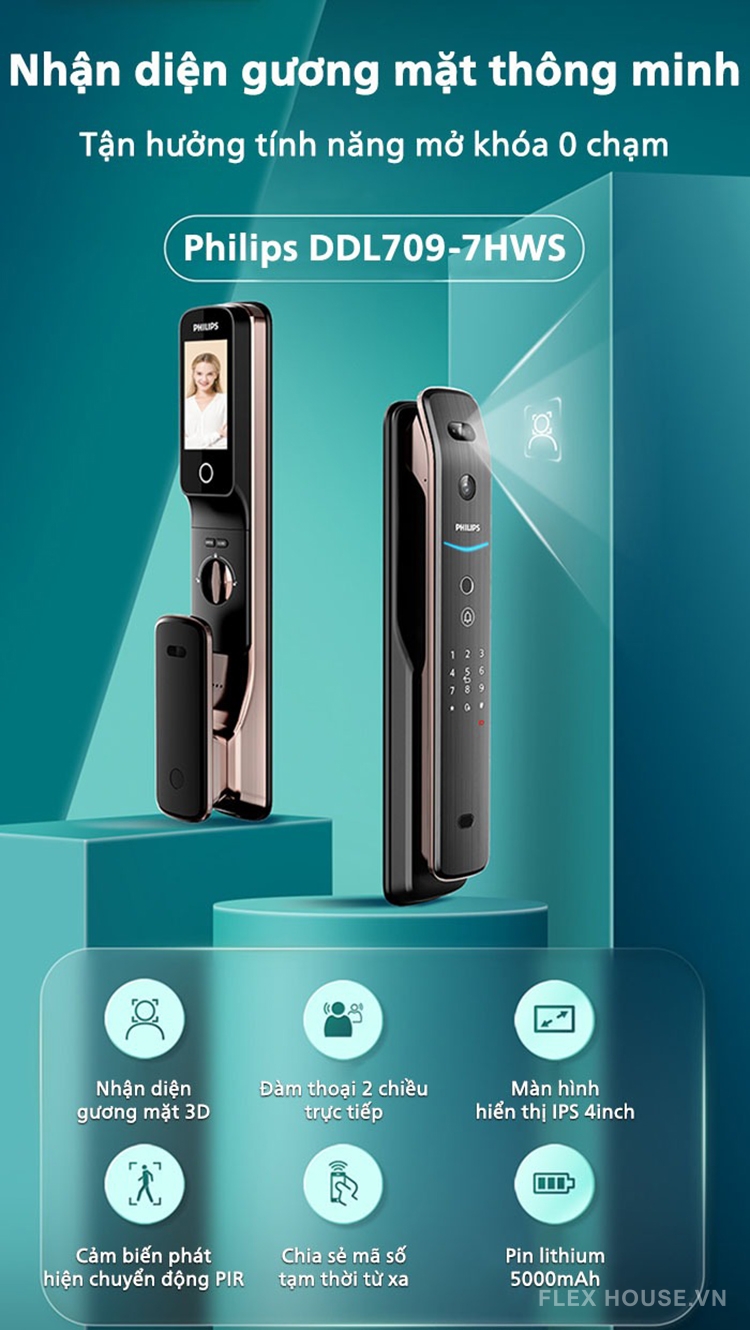 Khóa thông minh nhận diện khuôn mặt Philips DDL709-7HWS 8