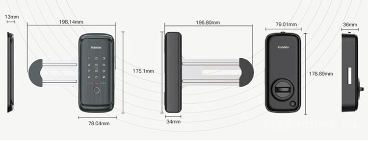 Khoá vân tay cửa kính kết nối Bluetooth Kaadas R8-5GL 20