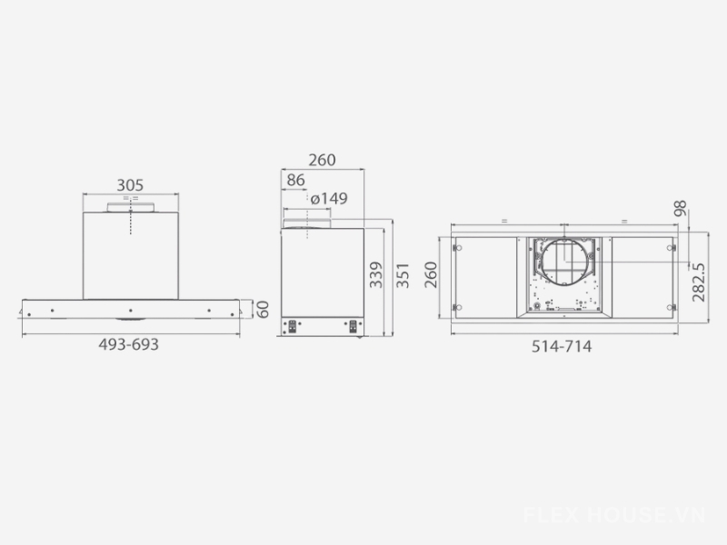 Máy hút mùi âm tủ inox Elica Lane Hidden 2.0