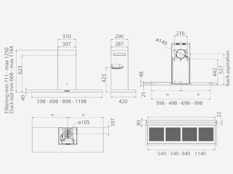 Máy hút mùi áp tường Elica THIN