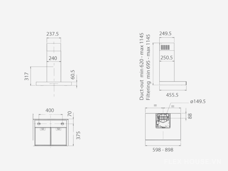 Máy hút mùi áp tường cao cấp Elica Joy