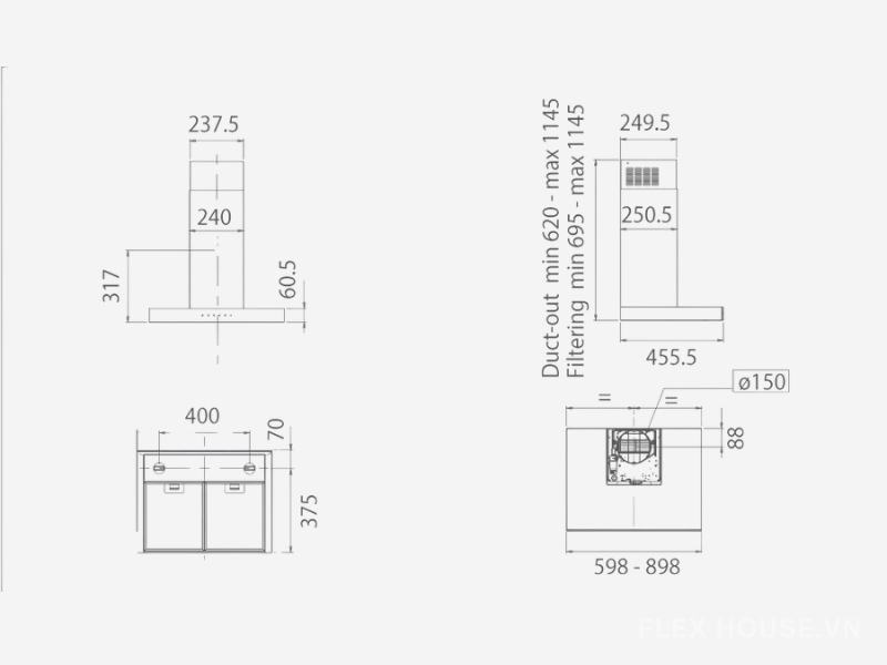 Máy hút mùi áp tường cao cấp Elica Joy