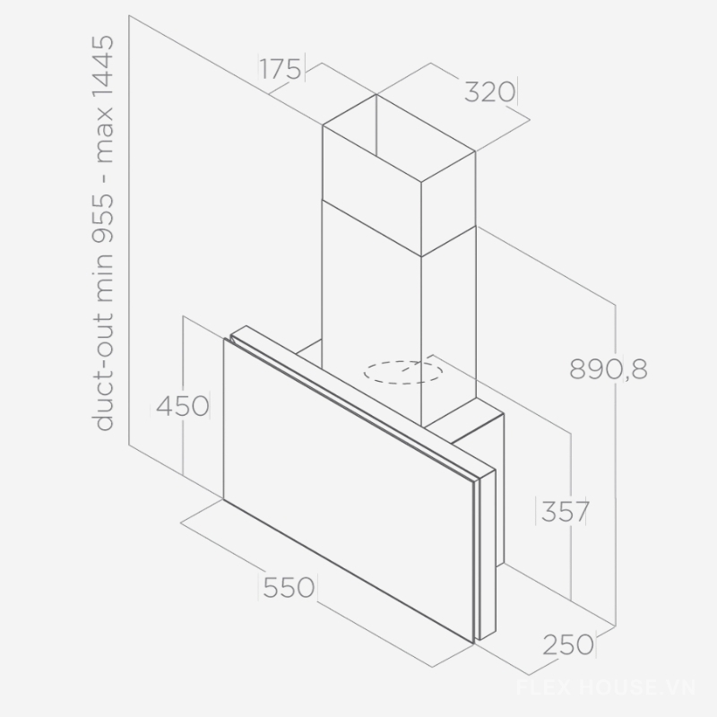 Máy hút mùi áp tường kính đen Elica Plat