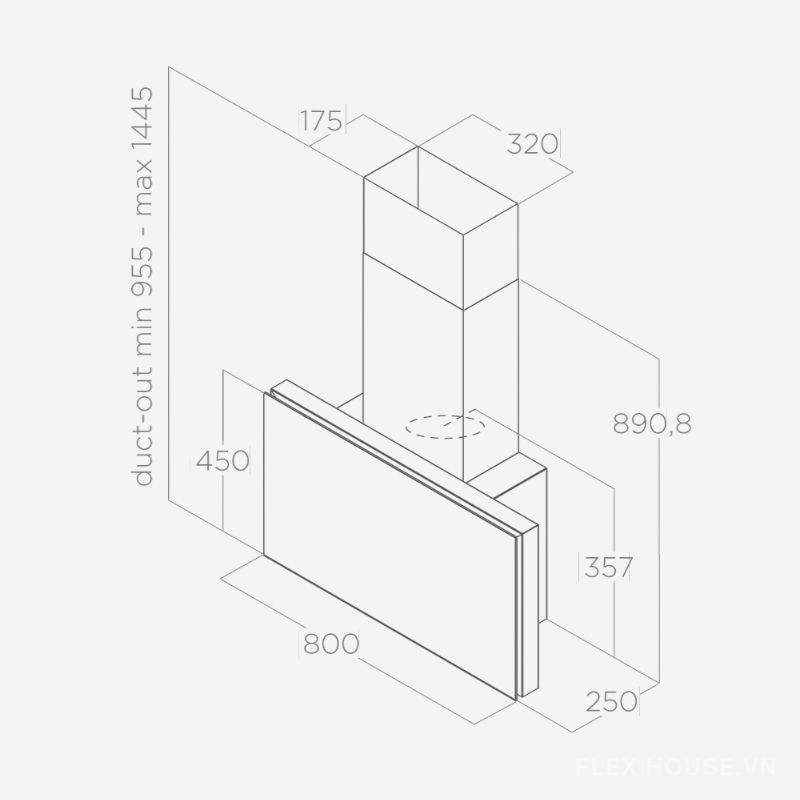 Máy hút mùi áp tường kính đen Elica Plat