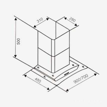 Máy hút mùi kính cong vát cạnh Capri CR-716H