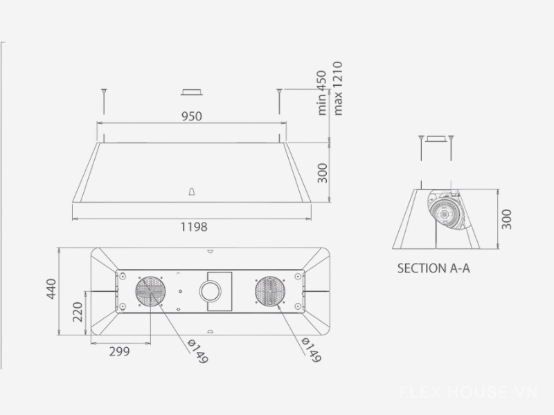 Máy hút mùi tích hợp lọc khí Elica Ikona Maxxi Pure