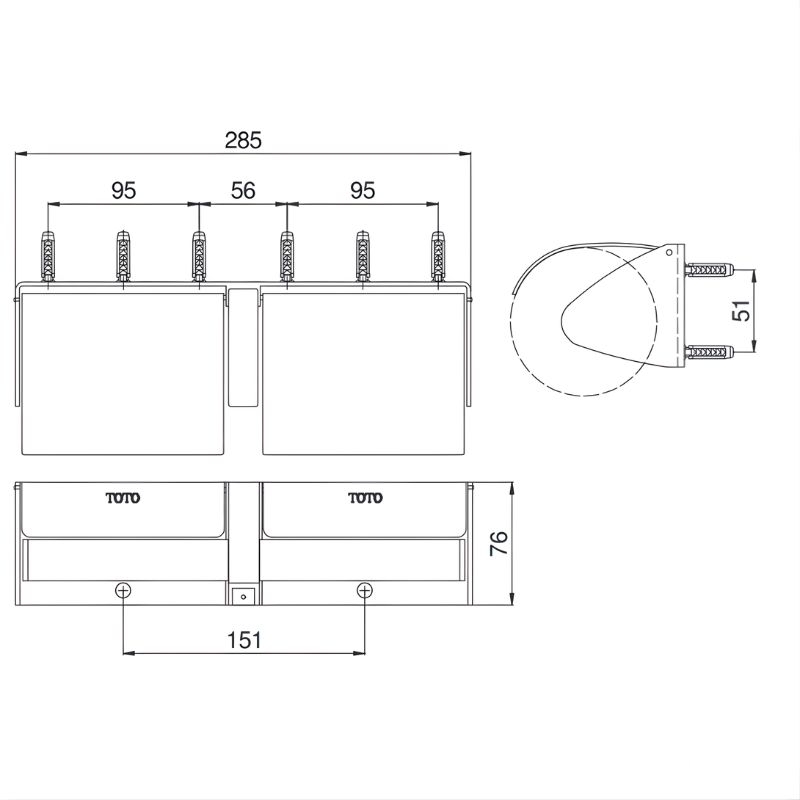 Móc treo cuộn giấy vệ sinh đôi TOTO GS714W 3 Móc treo cuộn giấy vệ sinh đôi TOTO GS714W