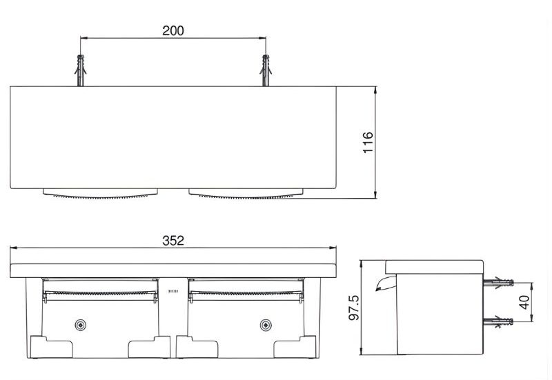 Móc treo giấy vệ sinh đôi kèm kệ TOTO DS716WR 3 Móc treo giấy vệ sinh đôi kèm kệ TOTO DS716WR
