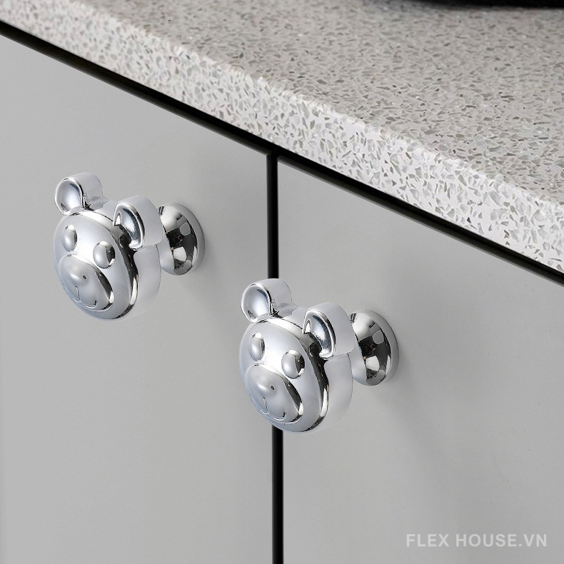 Núm tay nắm tủ đồng hình gấu đáng yêu NSH5569 14