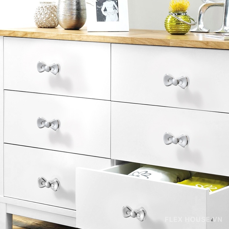 Núm tay nắm tủ đồng thau hình nơ đáng yêu NSH5571 20
