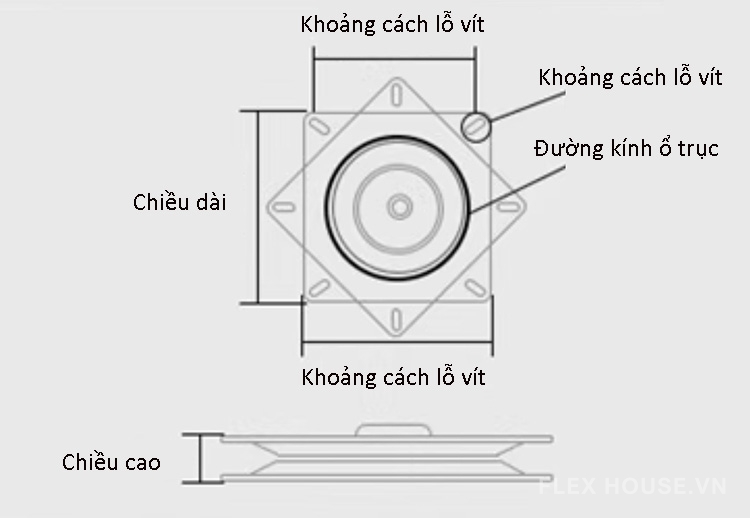 Phụ kiện mâm xoay thép cán nguội cho đồ nội thất JC987 9 Phụ kiện mâm xoay thép cán nguội cho đồ nội thất JC987 13