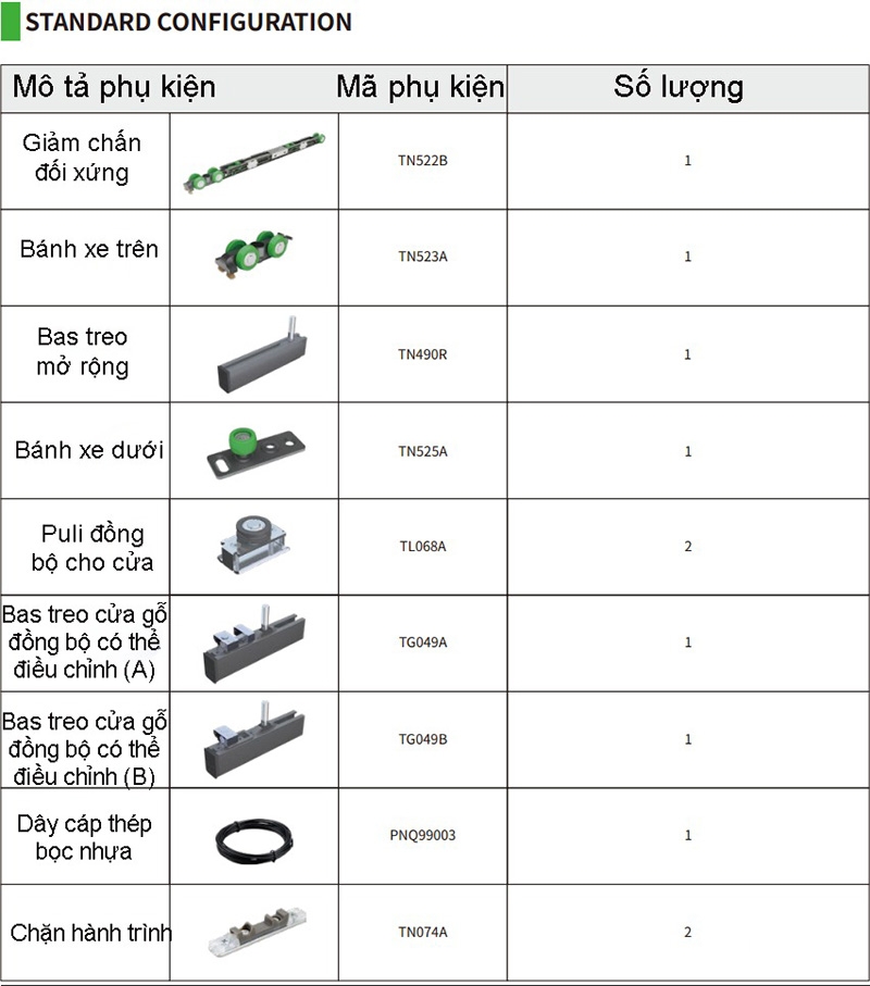 Phụ kiện ray âm giảm chấn cho cửa lùa gỗ 2 cánh CN122500A 4 Phụ kiện ray âm giảm chấn cho cửa lùa gỗ 2 cánh CN122500A 6