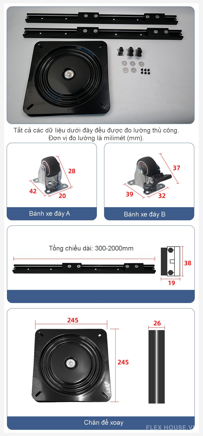 Phụ kiện ray trượt mở rộng cho bàn đảo bếp XR627 10