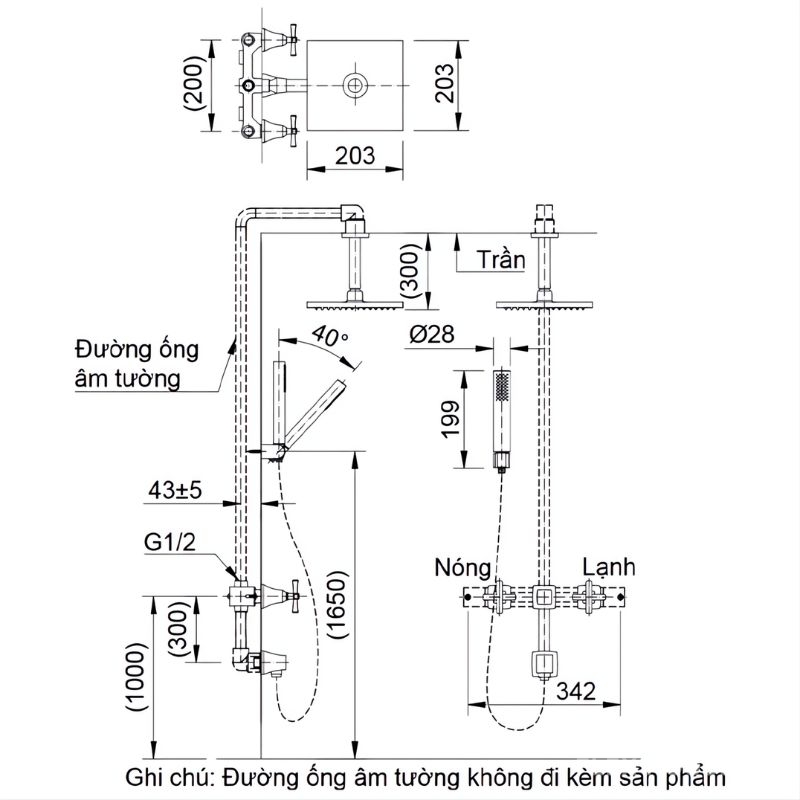 Sen tắm âm tường nóng lạnh bằng đồng Inax BFV-81SEHC 2 Sen tắm âm tường nóng lạnh bằng đồng Inax BFV-81SEHC