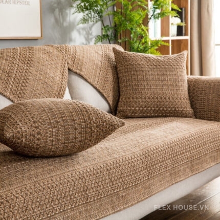Tấm phủ ghế sofa vải lanh cotton dệt nổi PJ0717