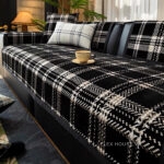 Tấm phủ ghế sofa vải nhung kẻ sọc chống trượt PJ4310